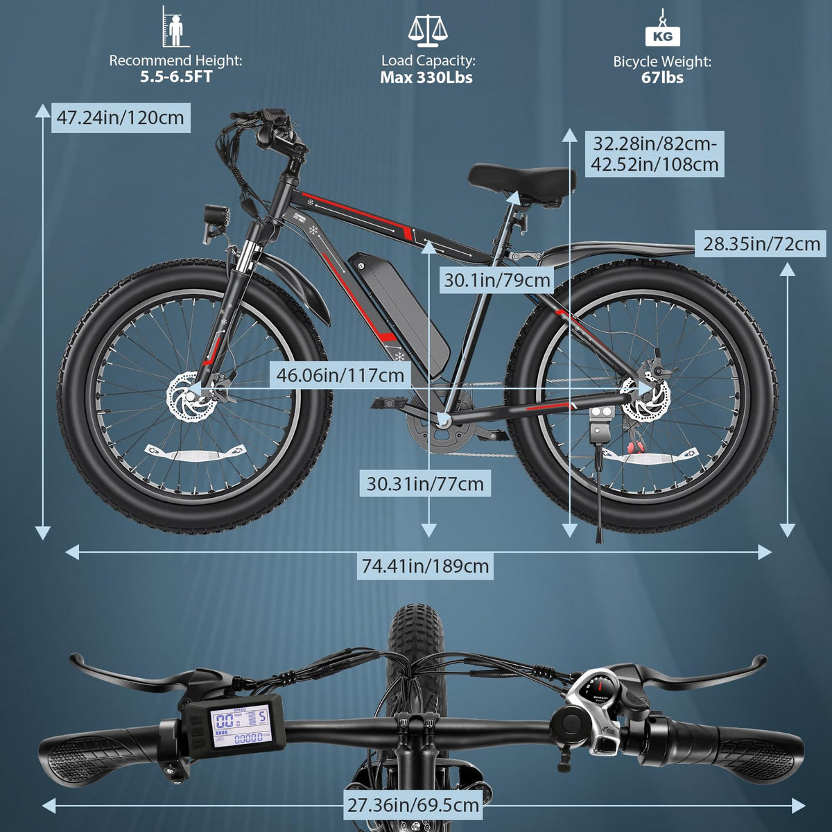 26" Fat Tire 48V 750W Electric Bike X9562