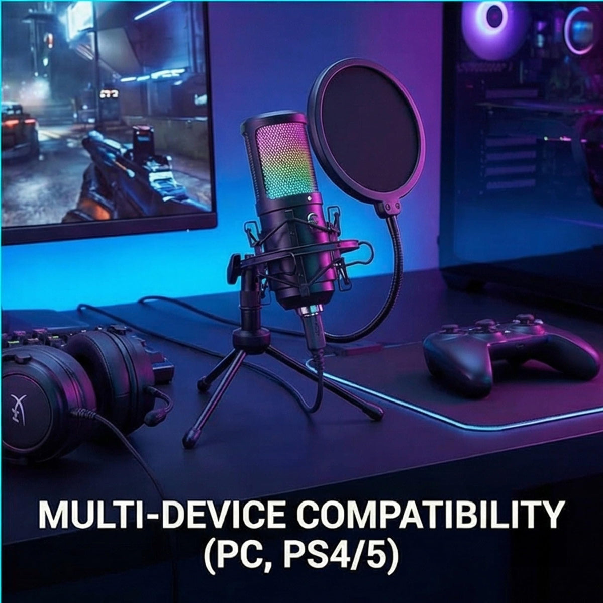 USB Condenser Gaming Mic with Shock Mount W235628
