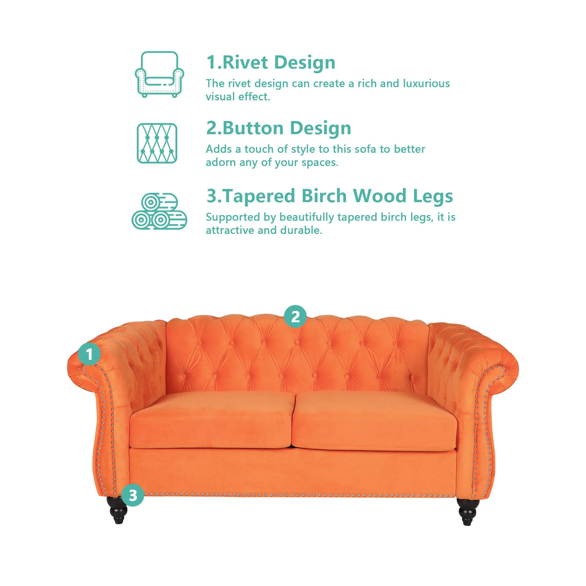 Tufted Velvet 2 Seater Sofa I71288