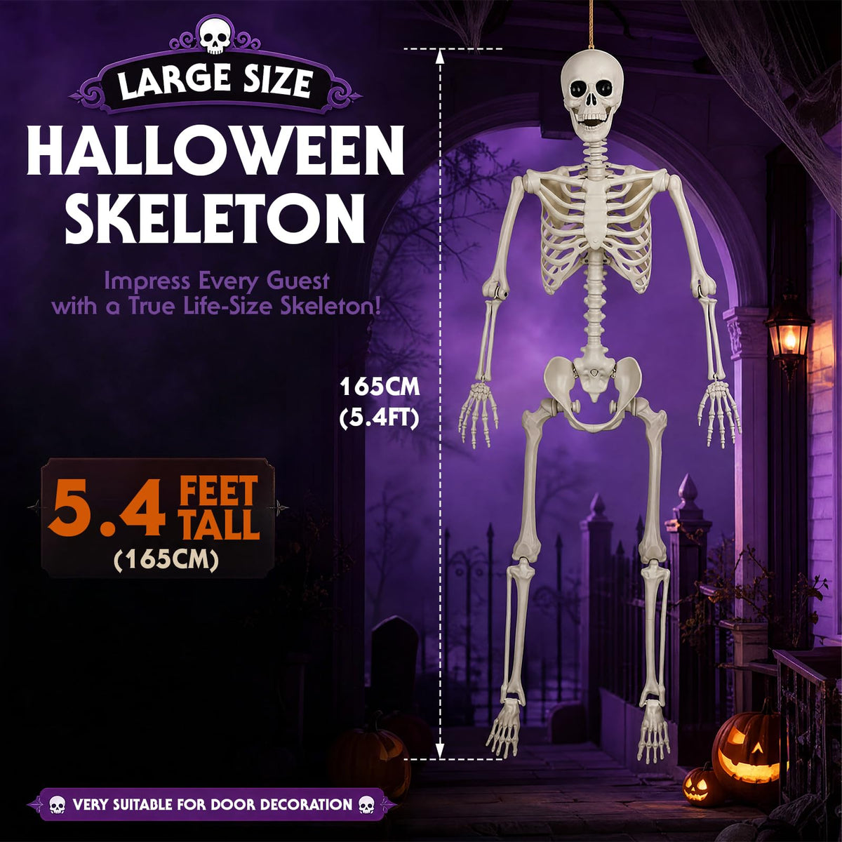 5.4 Ft Halloween Full Body Skeleton C9581