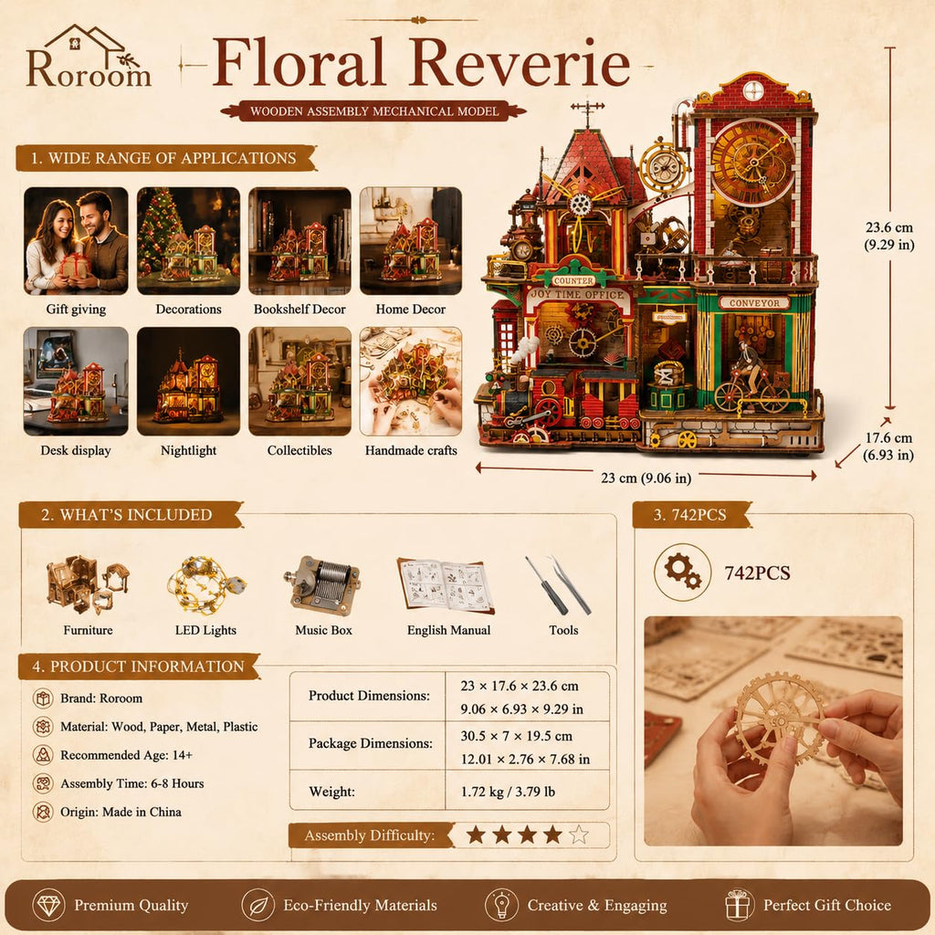 3D Wooden Puzzle 742pcs Wood Building Kit Y495883
