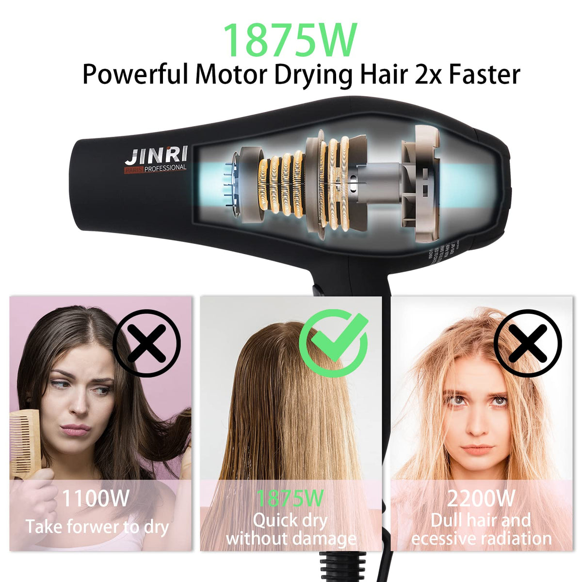 1875W Ionic Infrared Hair Dryer with Diffuser H435