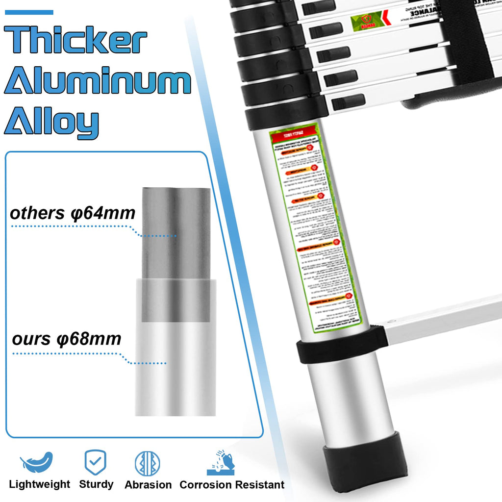 10.5 ft Aluminum Telescopic Ladder with Non-Slip Feet Z725627