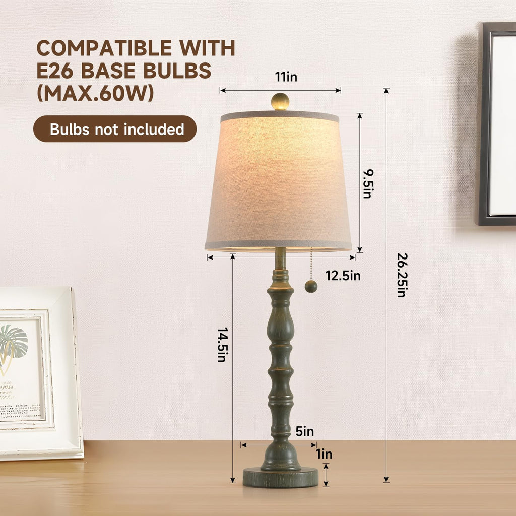 Set of 2 Turquoise Table Lamp with Fabric Lamp Shade V544481