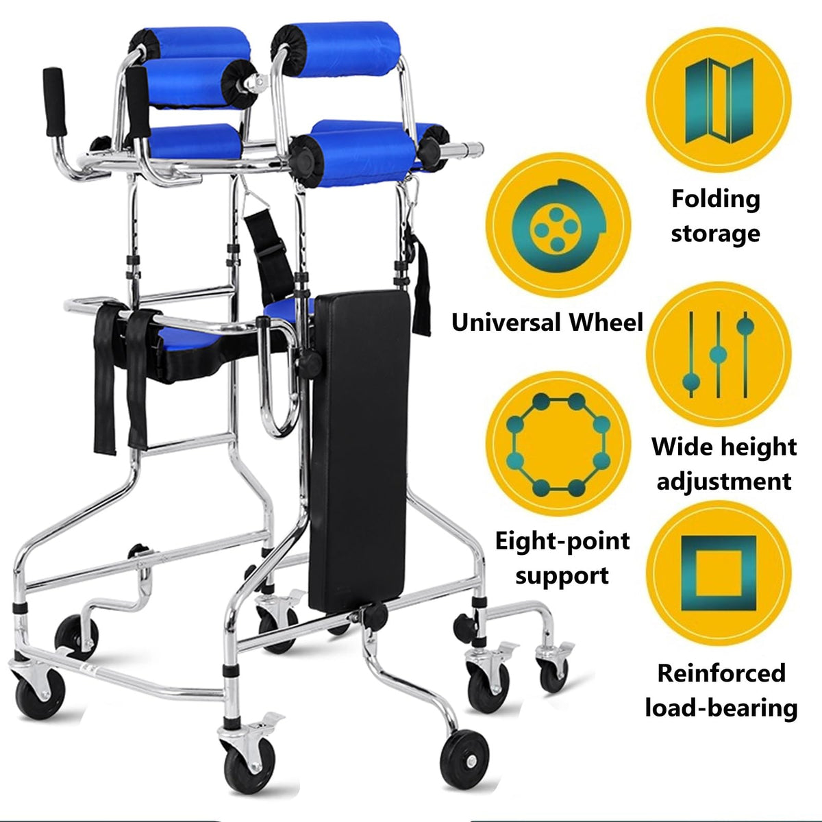Foldable Adult Walker with 8 Wheels and Seat Q584