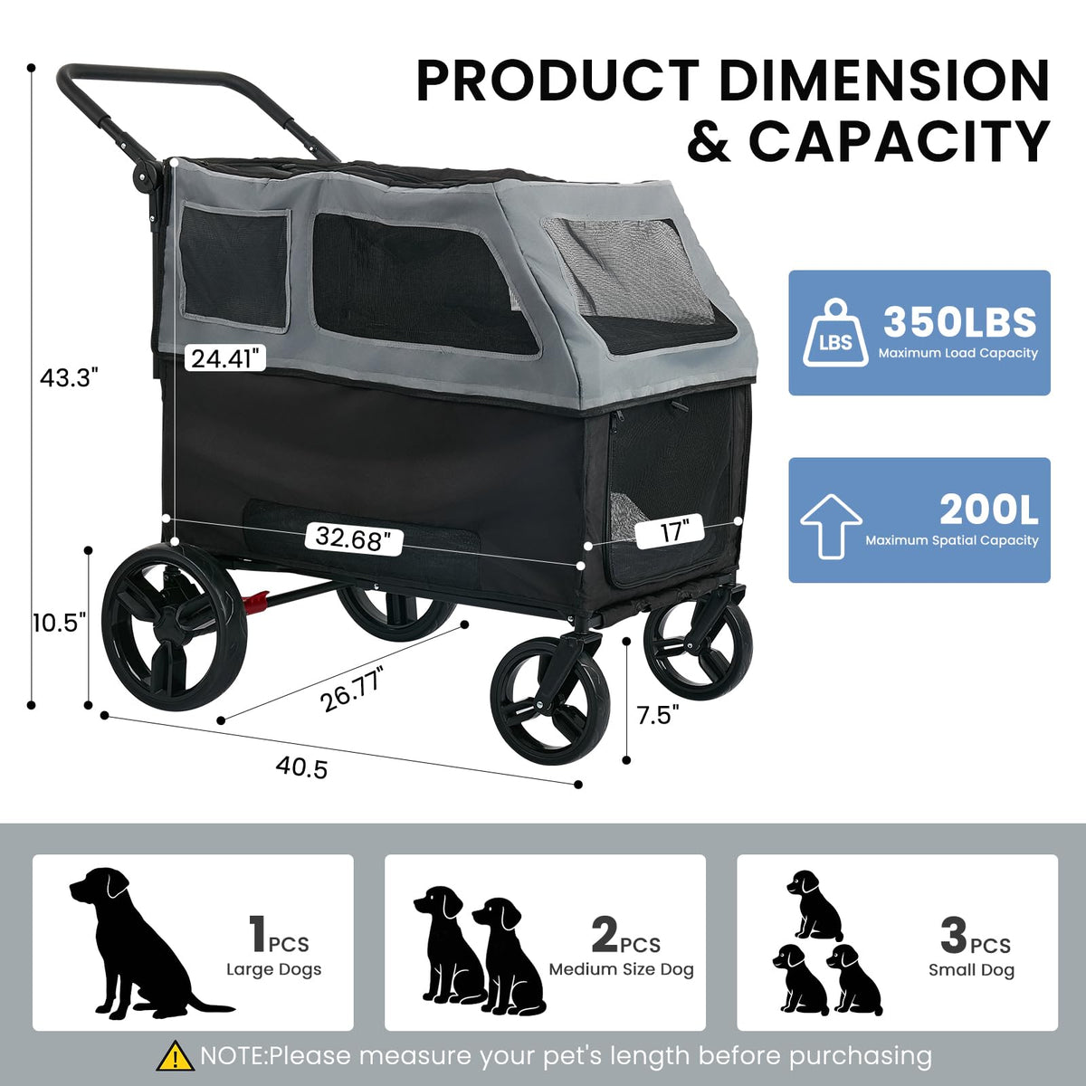 Large Foldable Dog Stroller D685