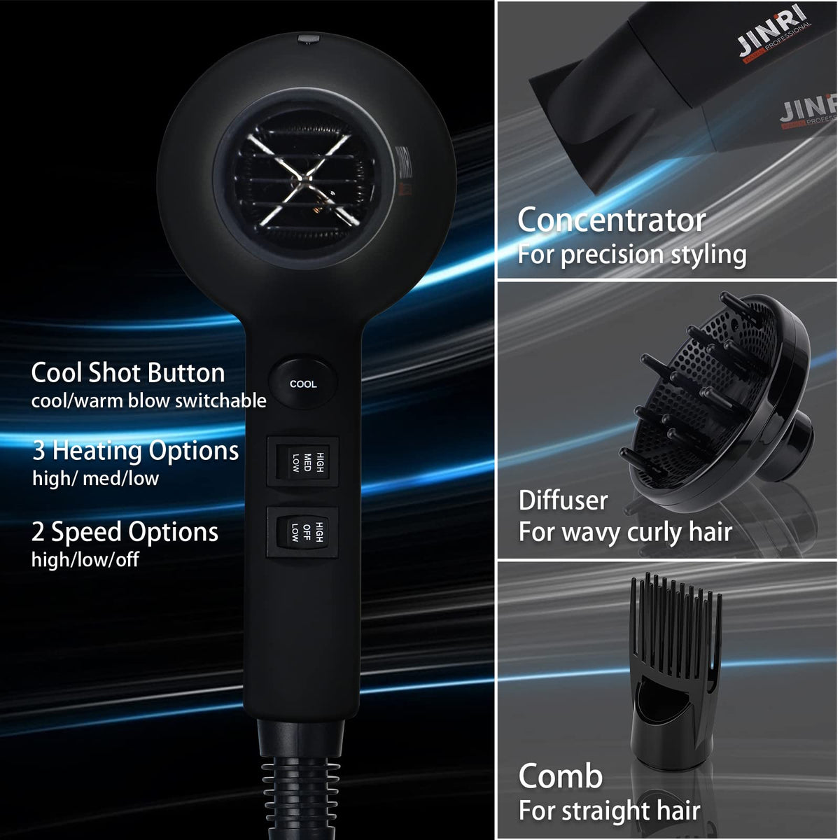 1875W Ionic Infrared Hair Dryer with Diffuser H435