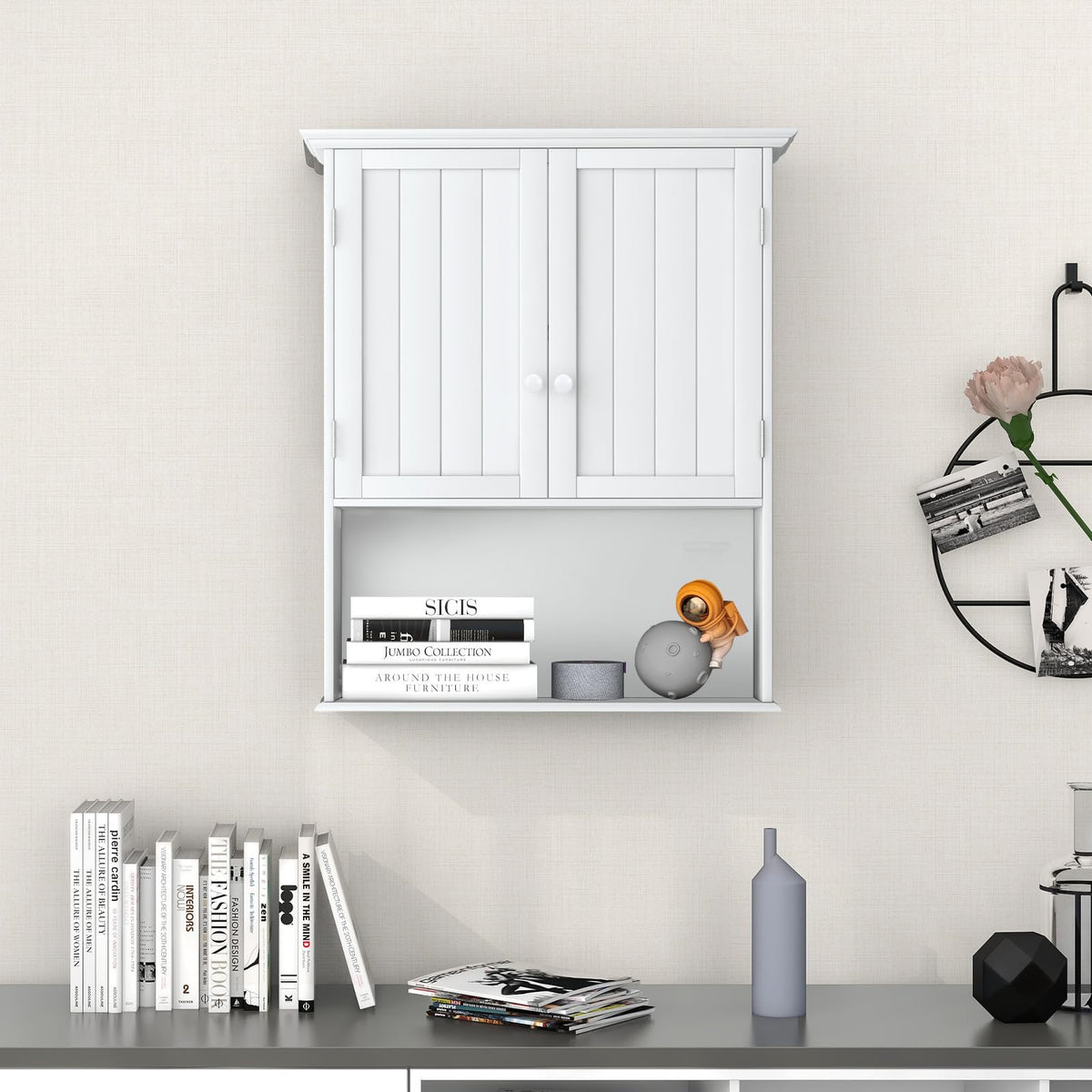 White 2 Door Bathroom Wall Cabinet T9101