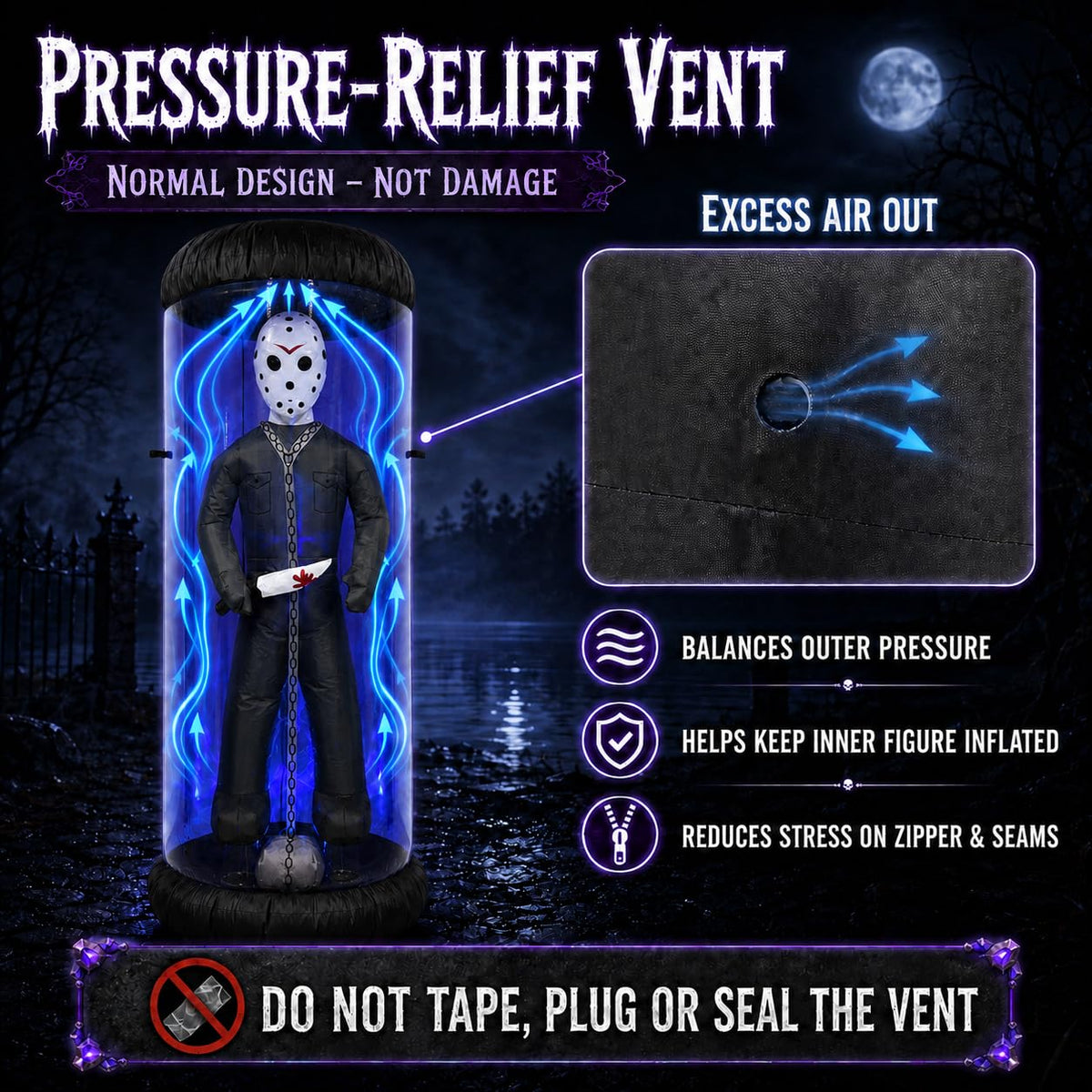 7.6FT Halloween Inflatable Outdoor Decoration with Blue LED Lights H440365