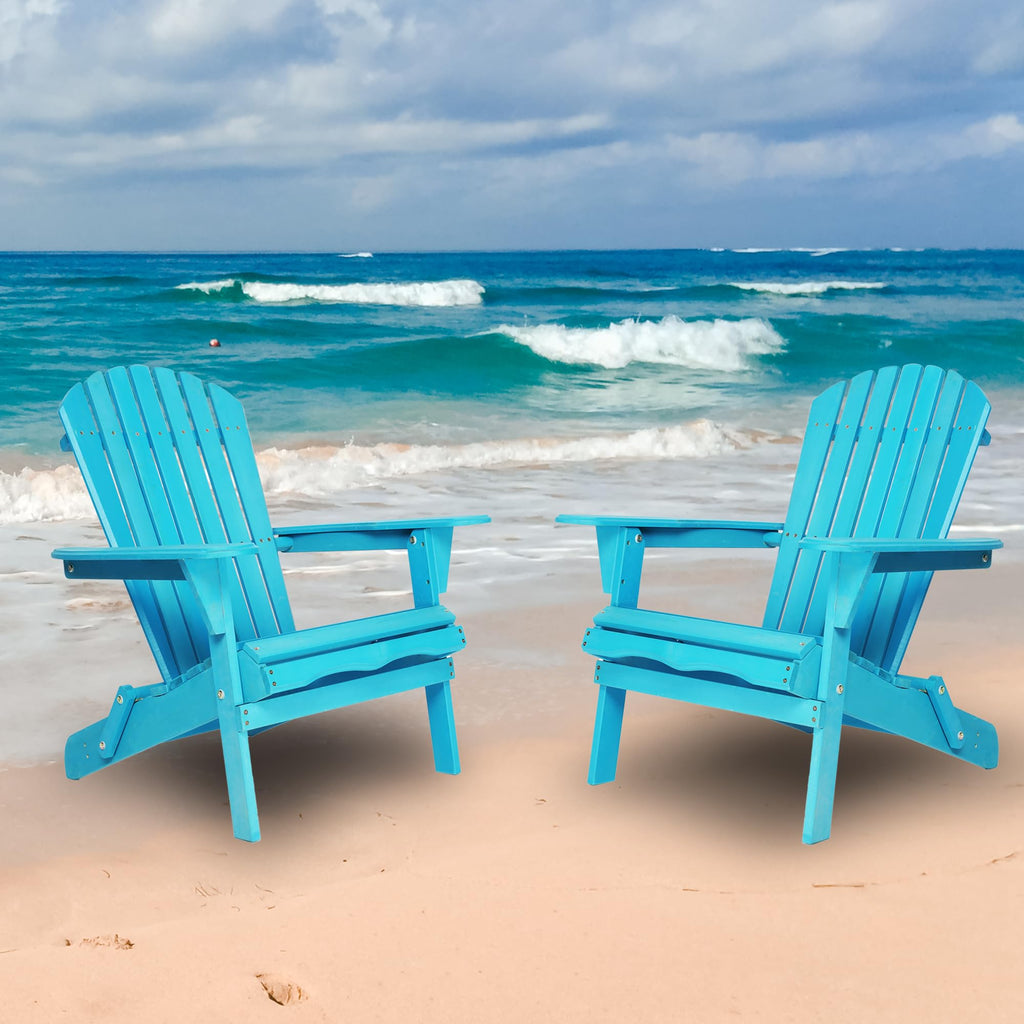 Solid Wood Folding Adirondack Chairs Set of 2 E521688