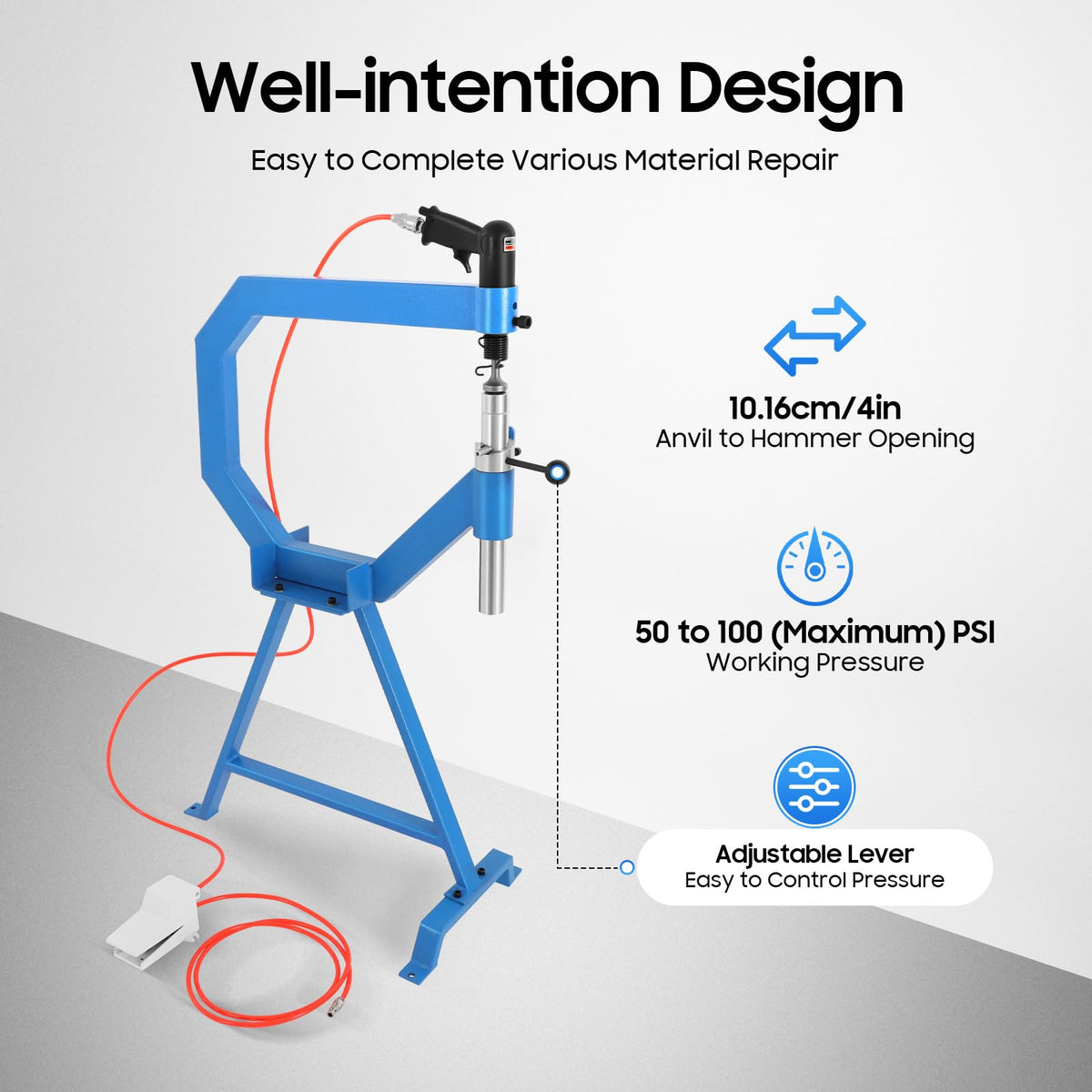Pneumatic Planishing Hammer Sheet Metal Shaping Machine with Cast-Iron Stand S863