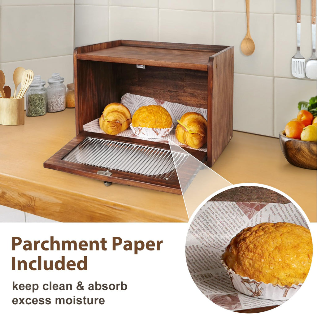 Wooden Bread Box with Acrylic Window C460
