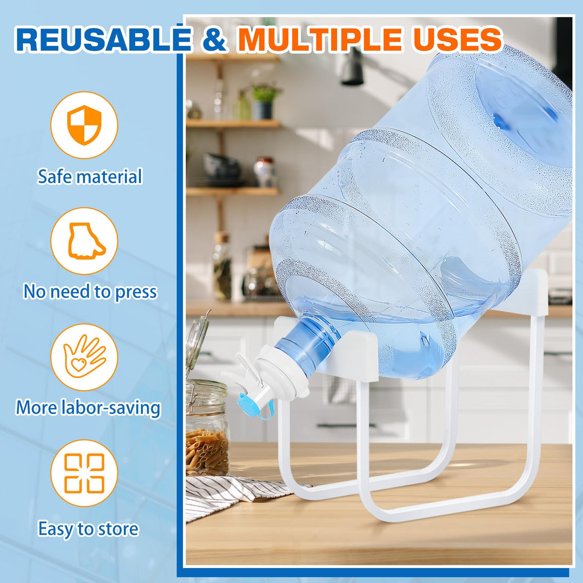 4 Sets Metal Water Jug Stand and Plastic Spigot Faucet T32113