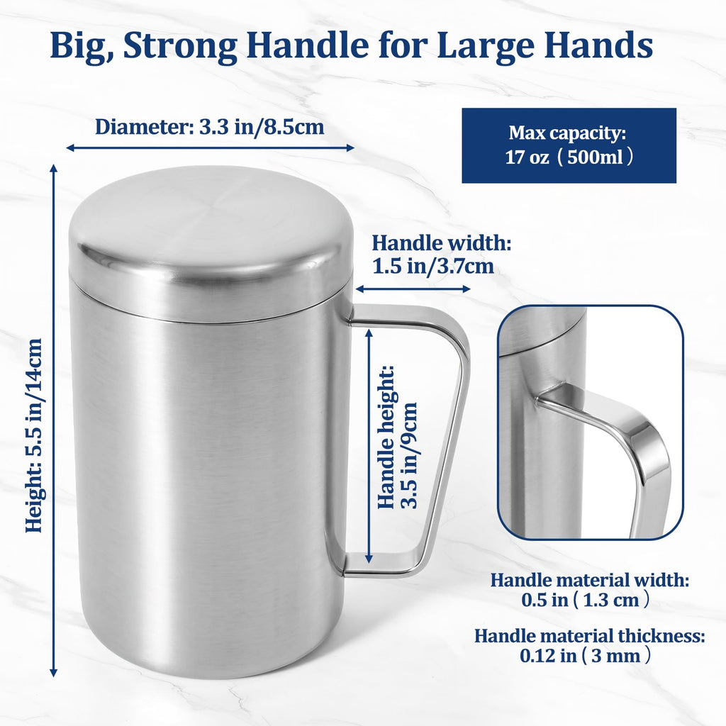 17oz Double Wall Stainless Steel Insulated Camping Mug with Lid E137