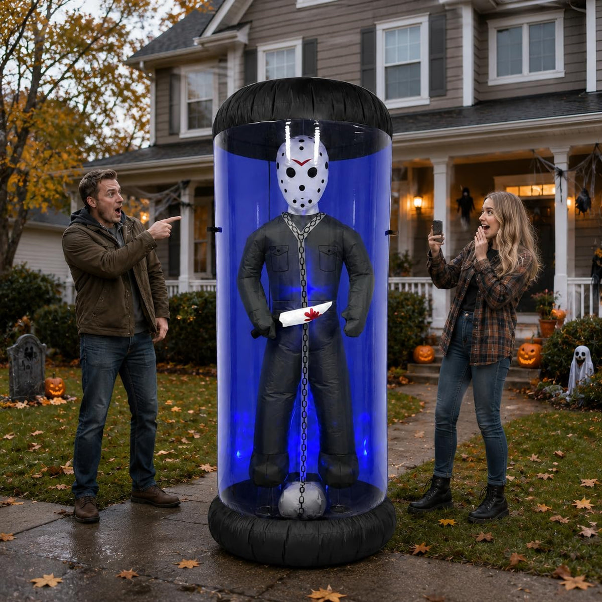 7.6FT Halloween Inflatable Outdoor Decoration with Blue LED Lights H440365