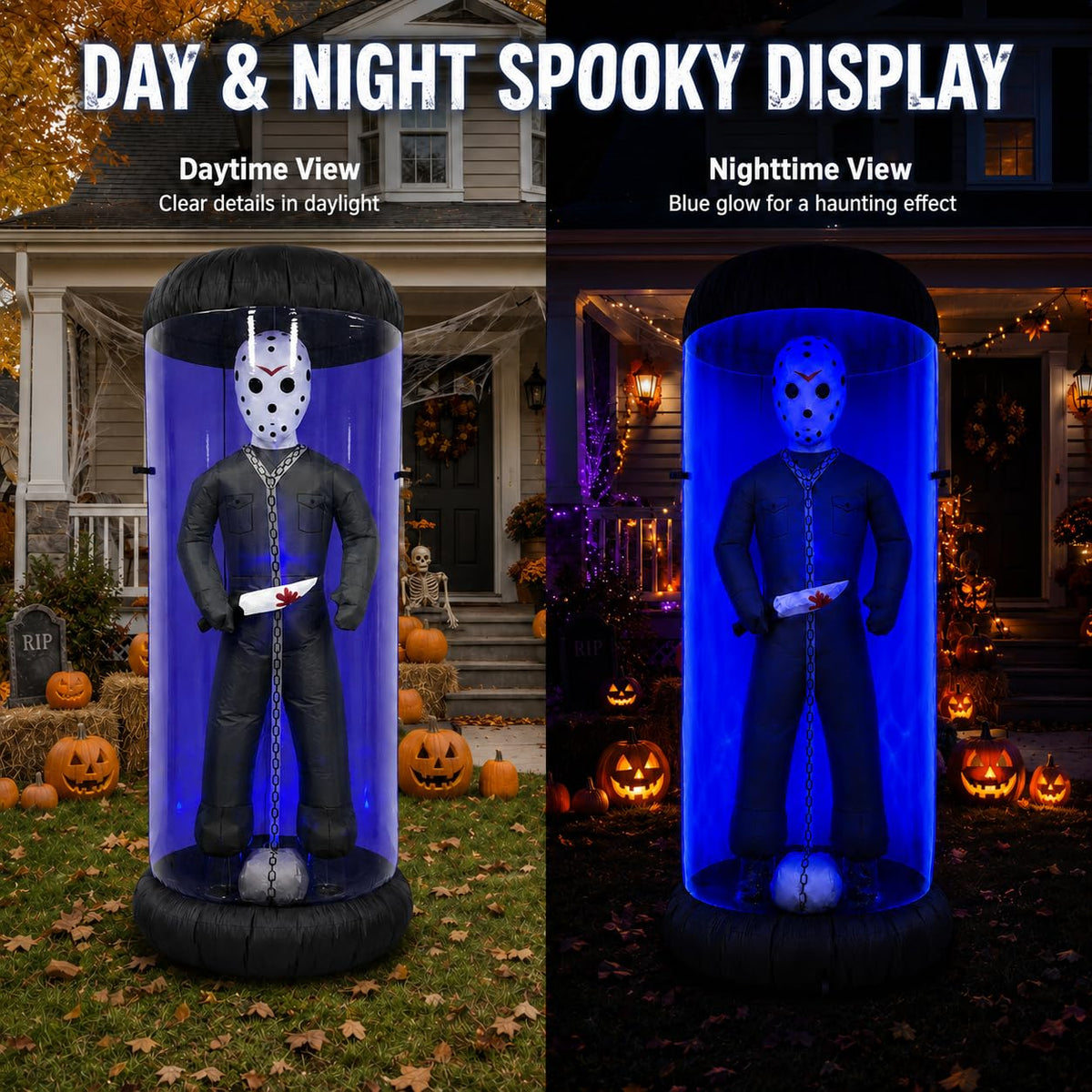 7.6FT Halloween Inflatable Outdoor Decoration with Blue LED Lights H440365