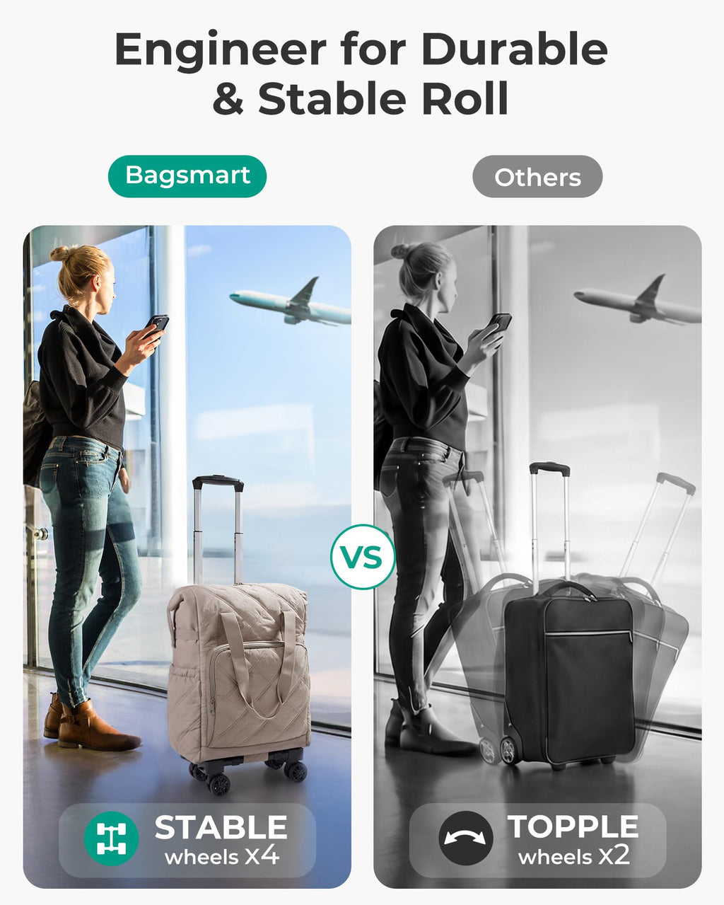 35L Rolling Duffle Bag with Wheels H528619