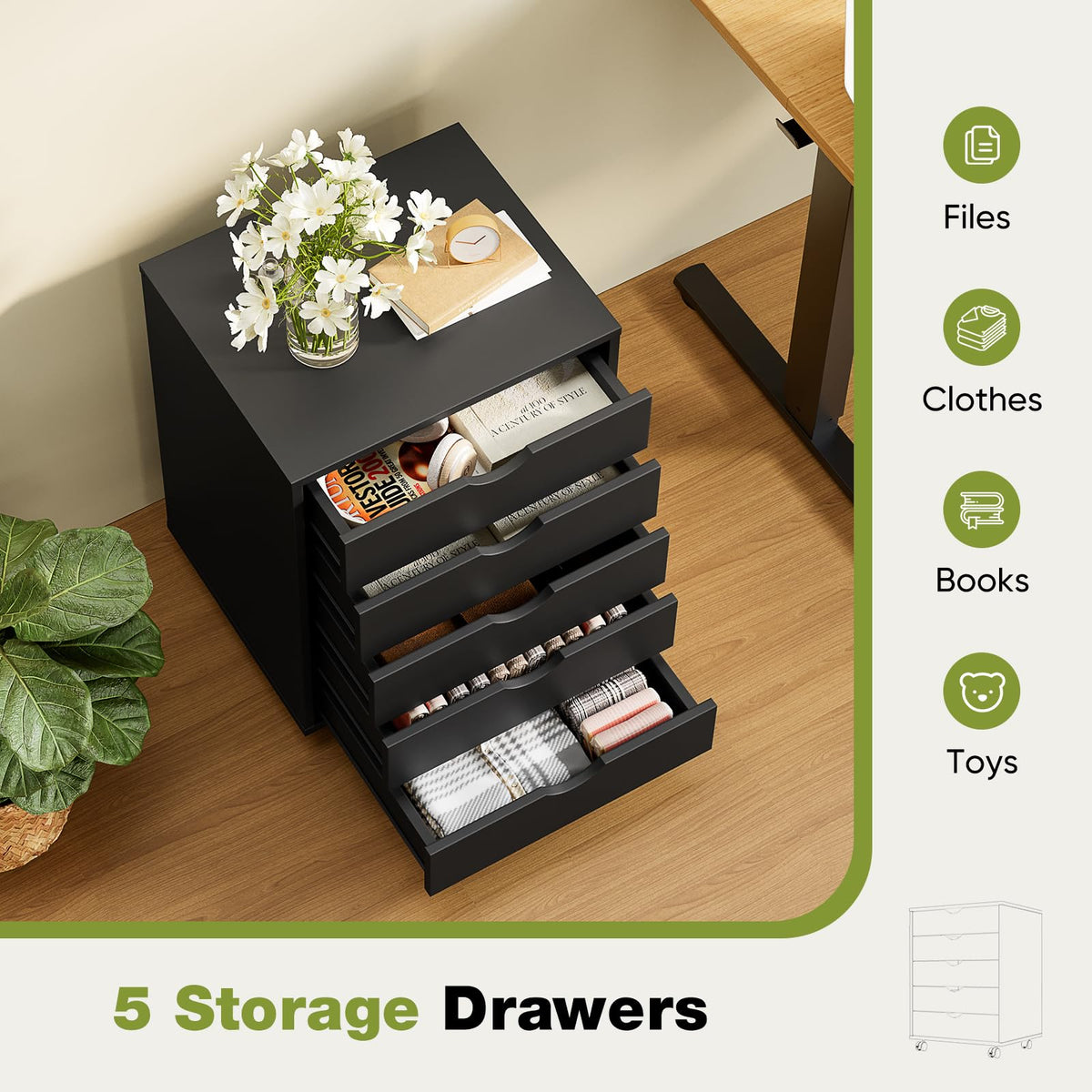5 Drawer Wooden Dresser Q19969