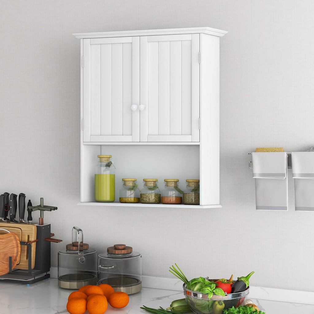 White 2 Door Bathroom Wall Cabinet T9101