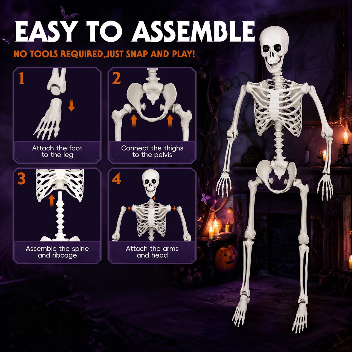 5.4 Ft Halloween Full Body Skeleton C9581