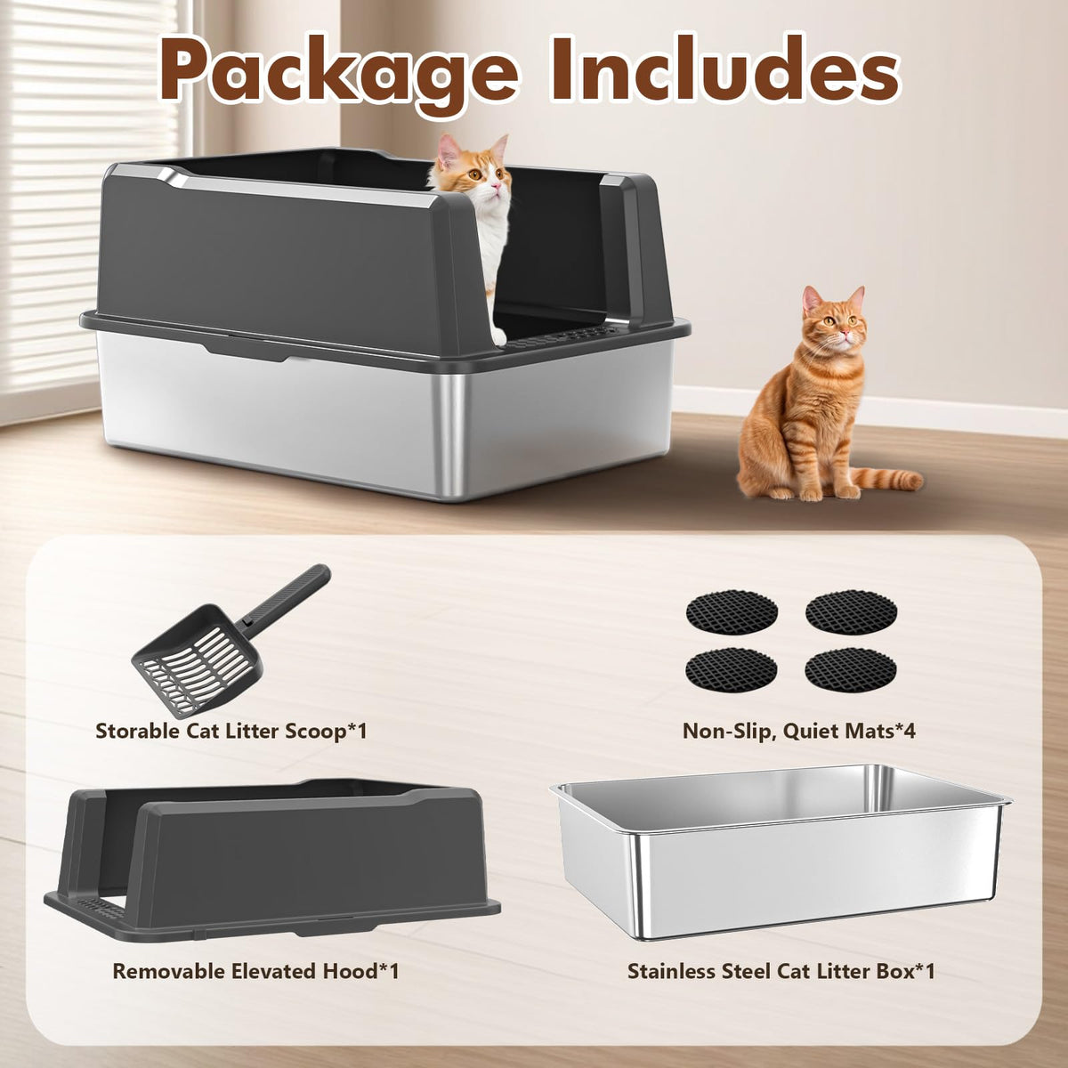 Extra Large Stainless Steel Litter Box Y1552