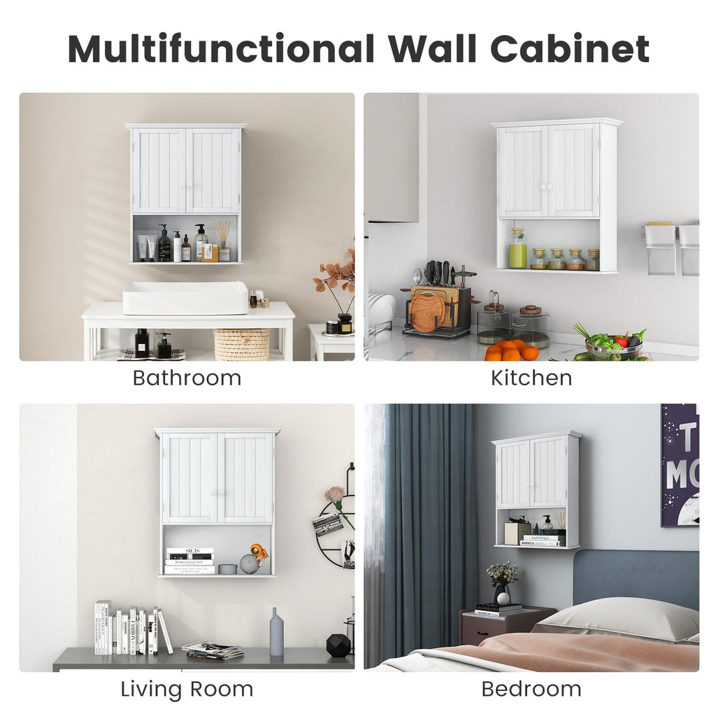 White 2 Door Bathroom Wall Cabinet T9101