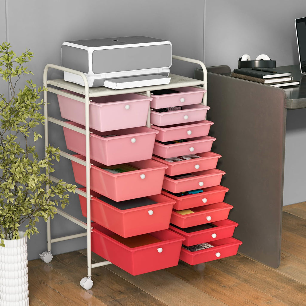 15 Drawer Multicolor Rolling Storage Cart Y843172