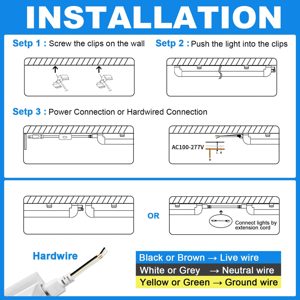 2FT 22W 3300LM 6000K Cool White Linkable LED Shop Lights S392
