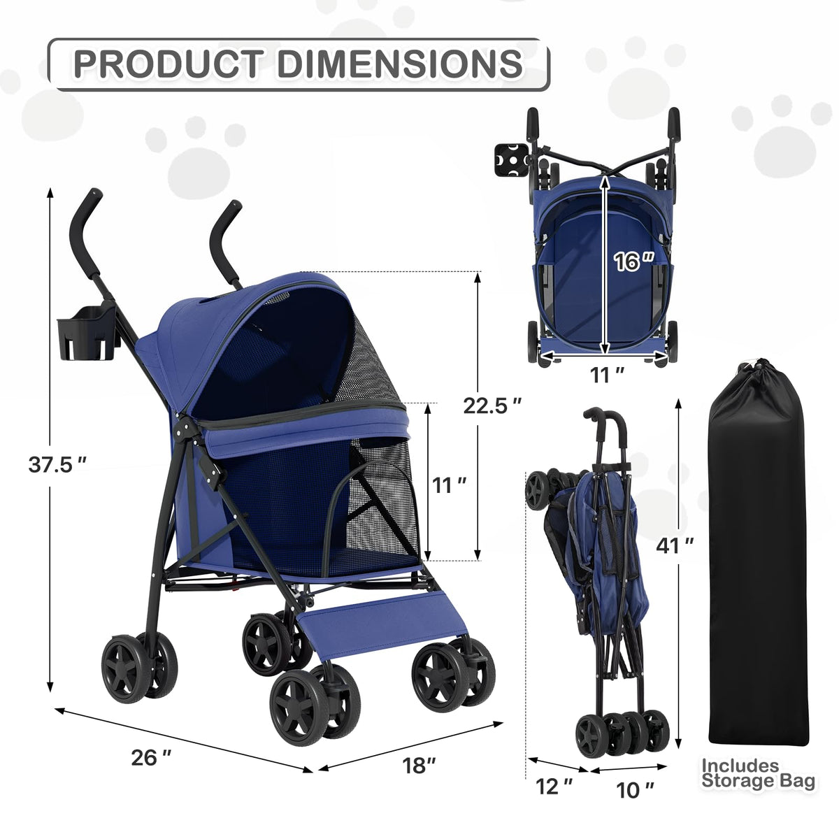 Navy Blue Pet Stroller R50050