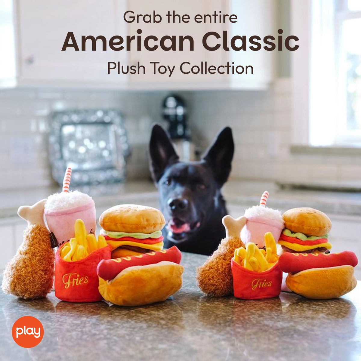 Plush Dog Toys Fast Food Themed Chew Toy Machine Washable Recycled Materials H888703