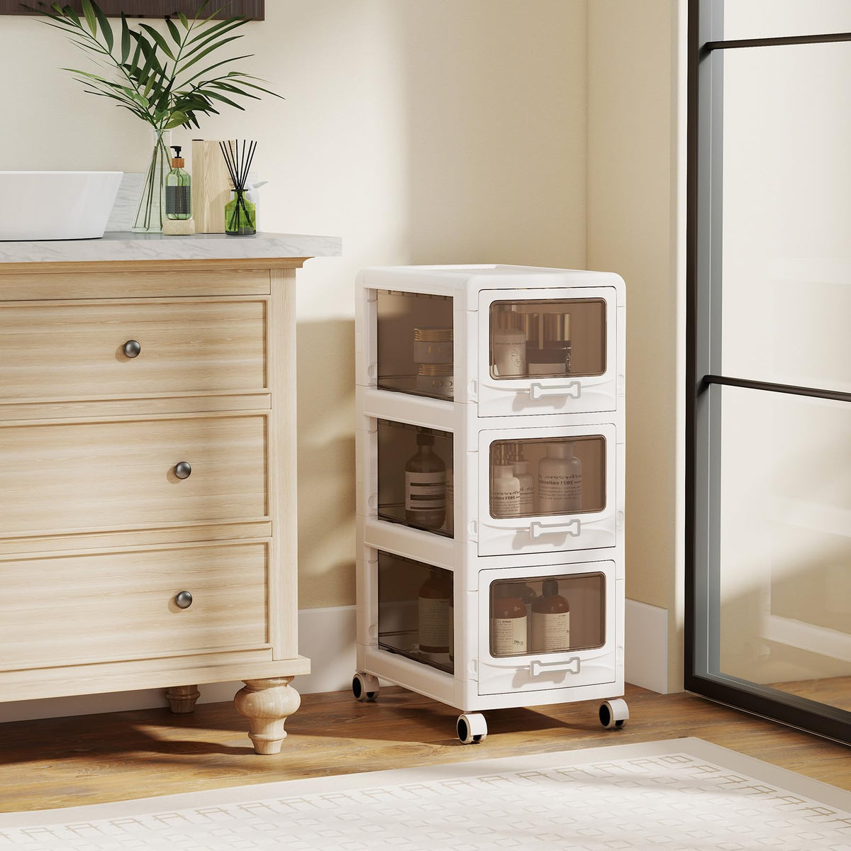 3 Tier Rolling Storage Cart with Drawers K239434