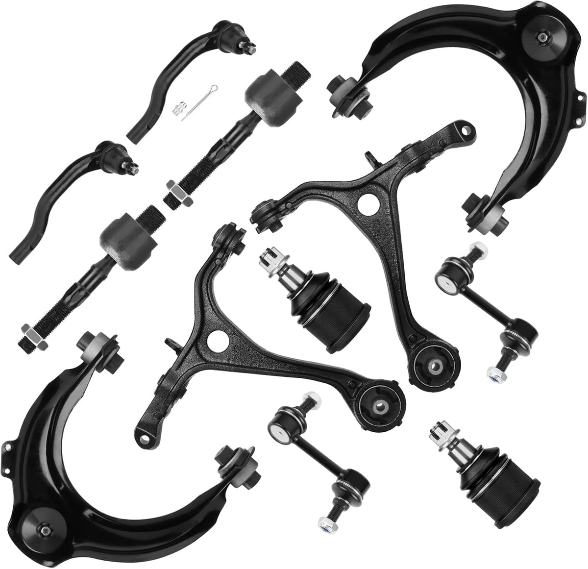 Front Upper and Lower Control Arms with Ball Joint, Outer Tie Rods Sway Bars Suspension Kit 12pc M4281