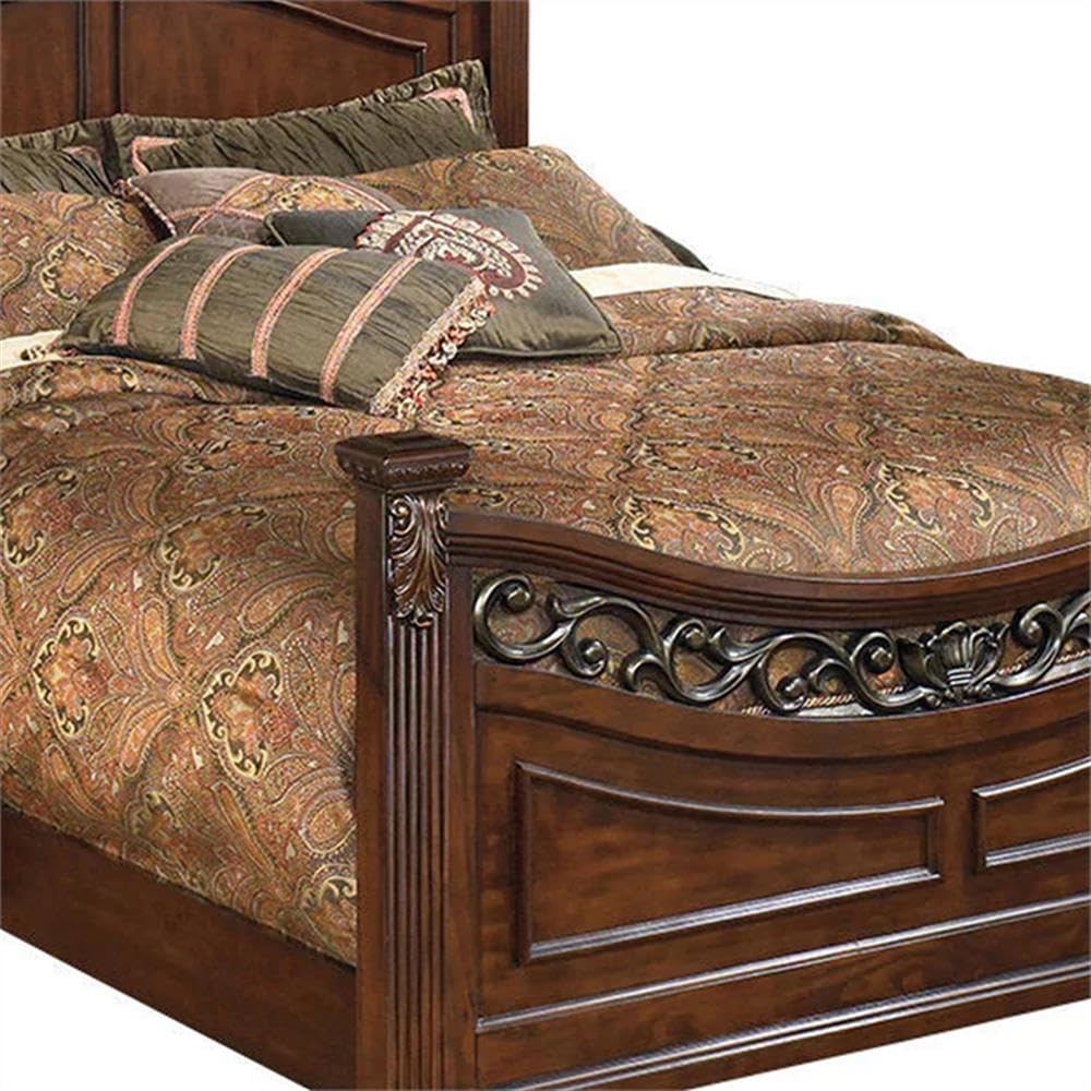 Wood California King Bed with Headboard and Footboard W7084