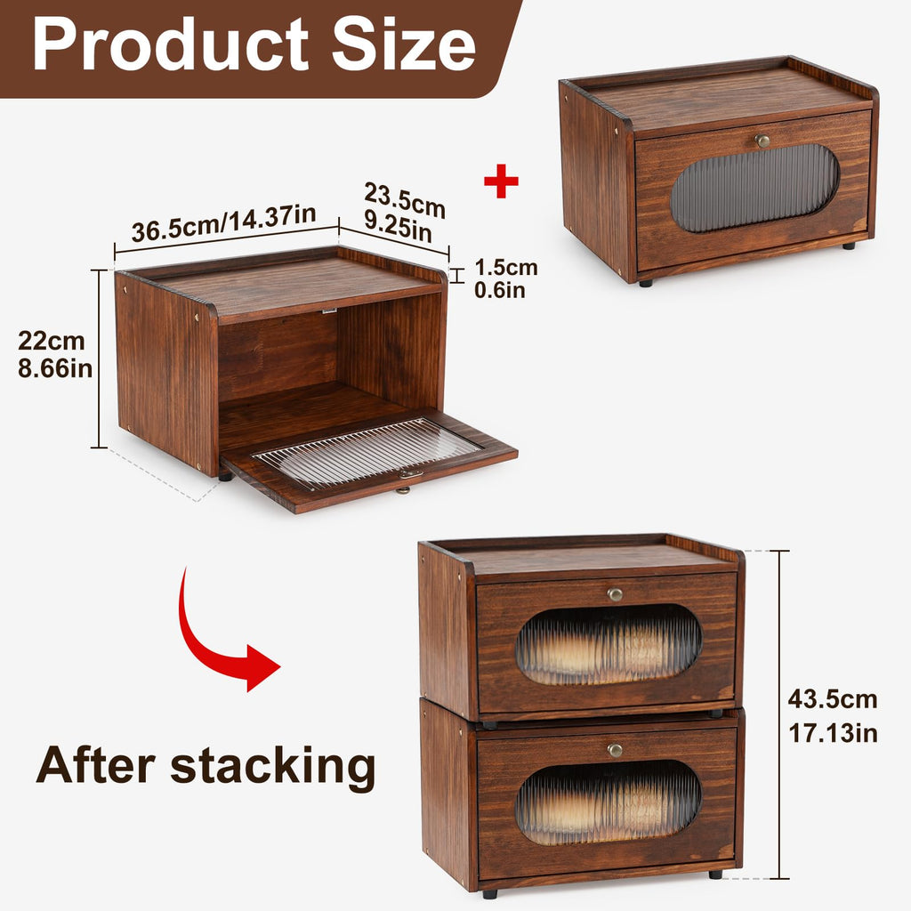 Wooden Bread Box with Acrylic Window C460