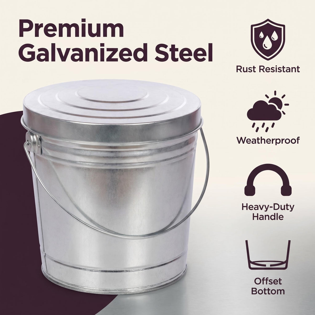 6 Gallon Galvanized Steel Storage Can with Locking Lid M6822
