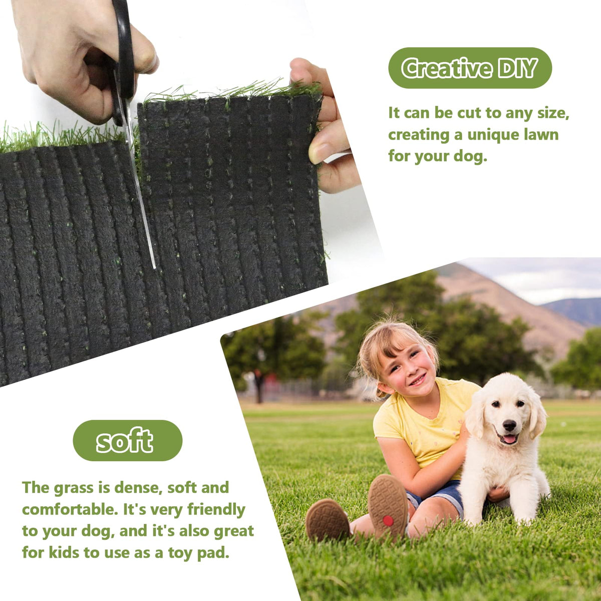 43.3 x 29.5 Inches Washable Artificial Grass Rug J645629