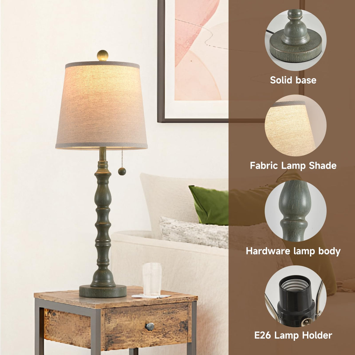 Set of 2 Turquoise Table Lamp with Fabric Lamp Shade V544481