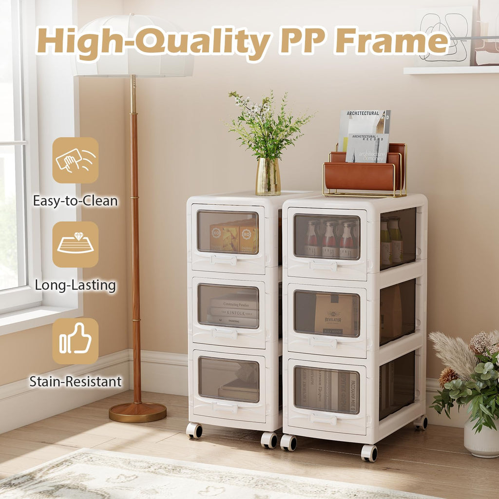 3 Tier Rolling Storage Cart with Drawers K239434