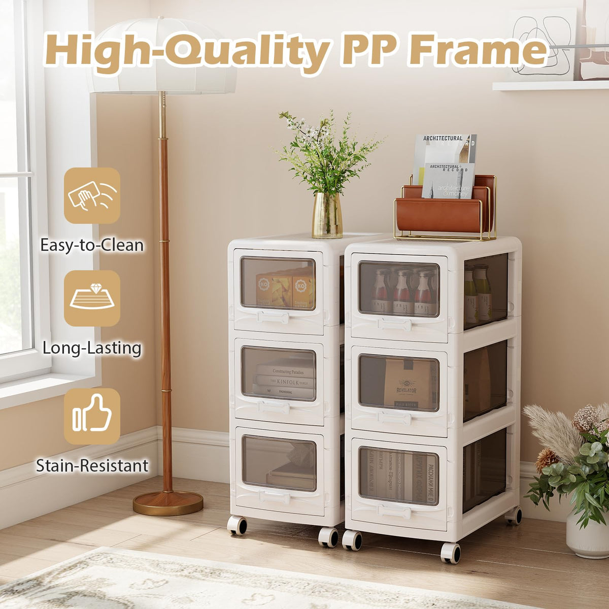 3 Tier Rolling Storage Cart with Drawers K239434