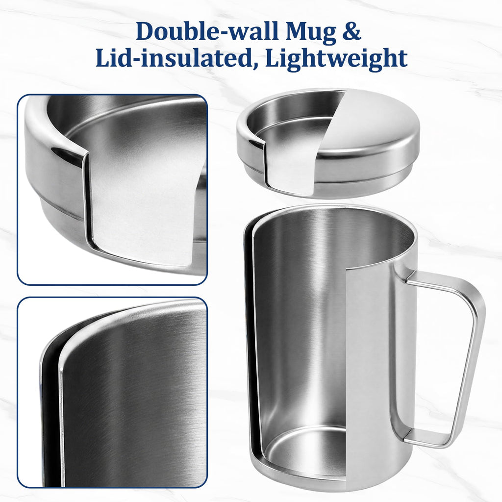17oz Double Wall Stainless Steel Insulated Camping Mug with Lid E137
