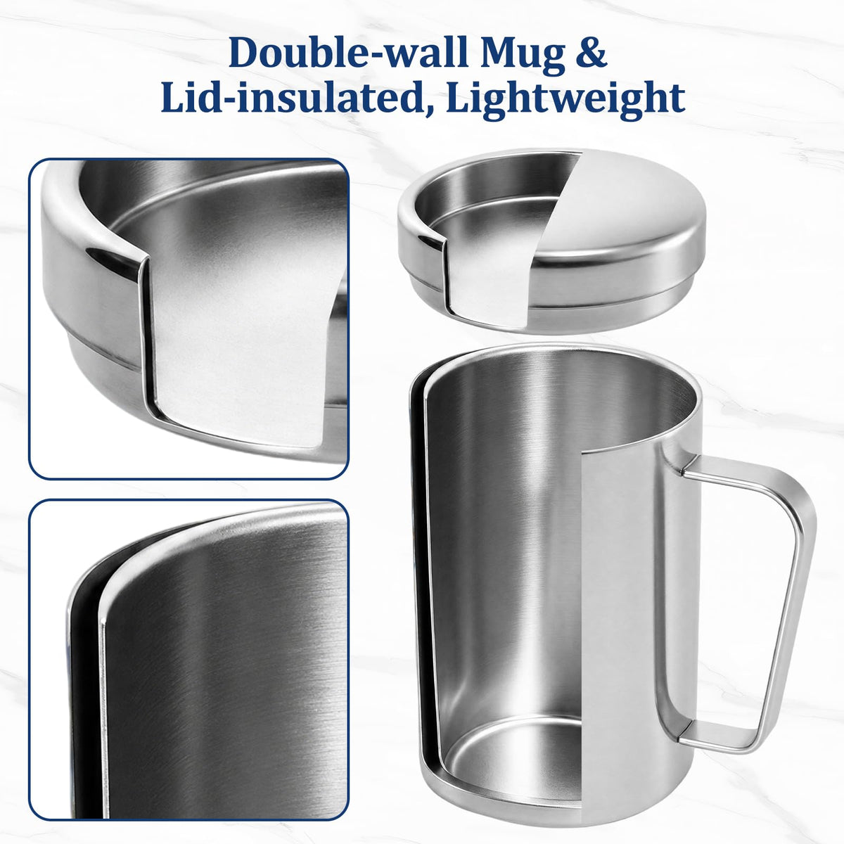 17oz Double Wall Stainless Steel Insulated Camping Mug with Lid E137