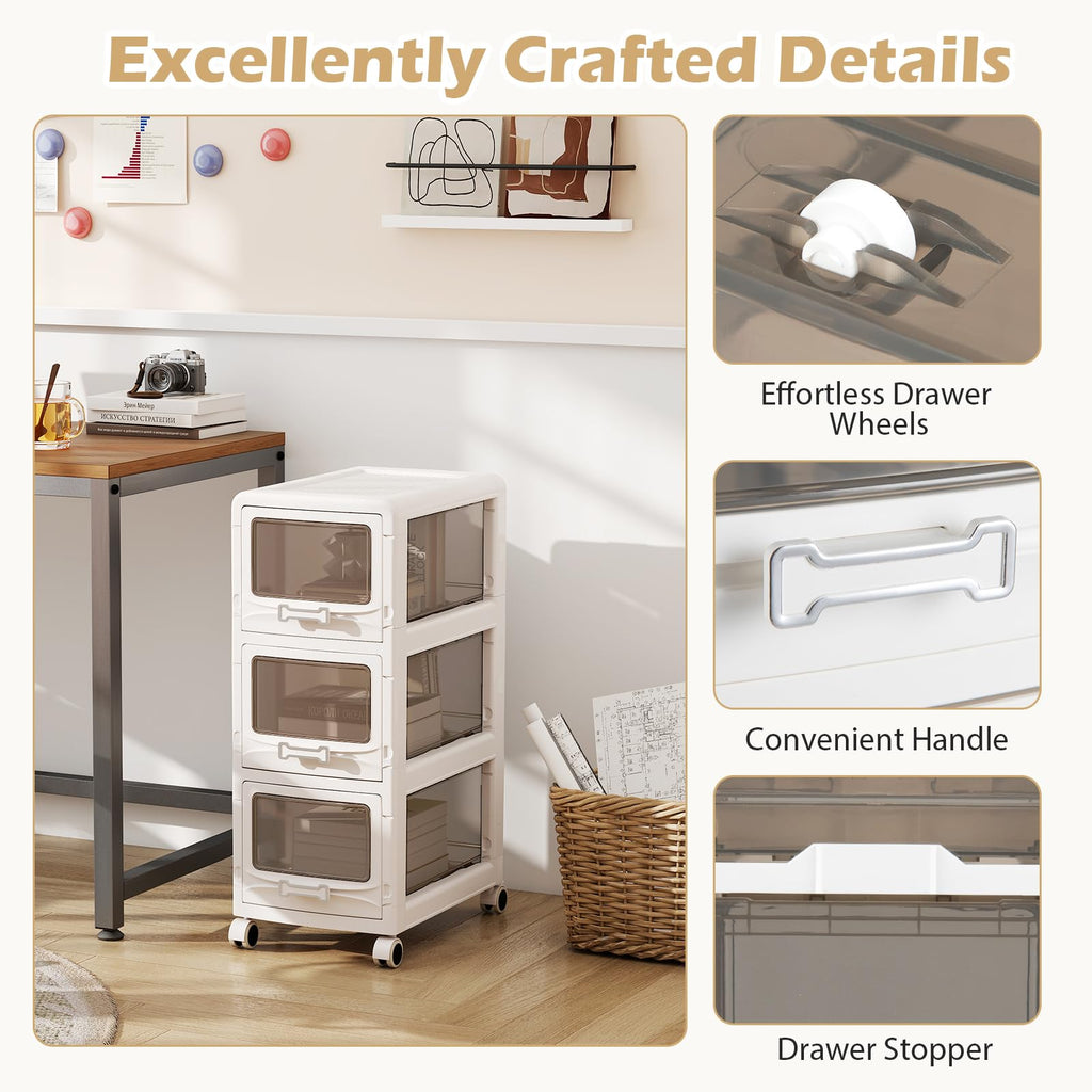 3 Tier Rolling Storage Cart with Drawers K239434