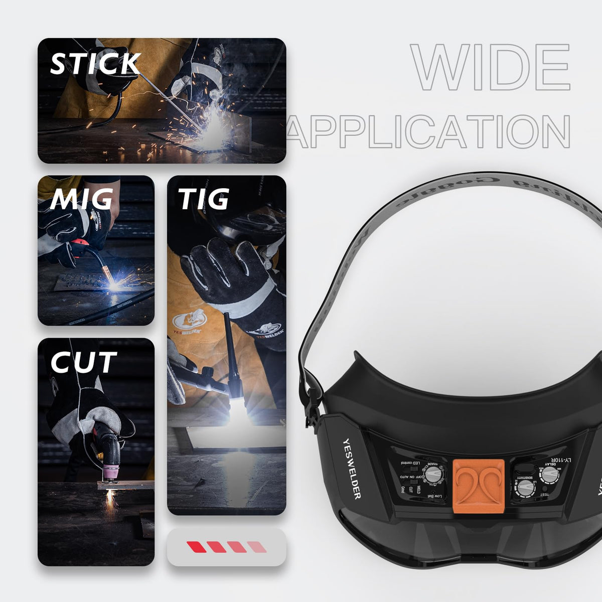 Auto-Darkening Welding Goggles with LED Light and Face Shield H8911