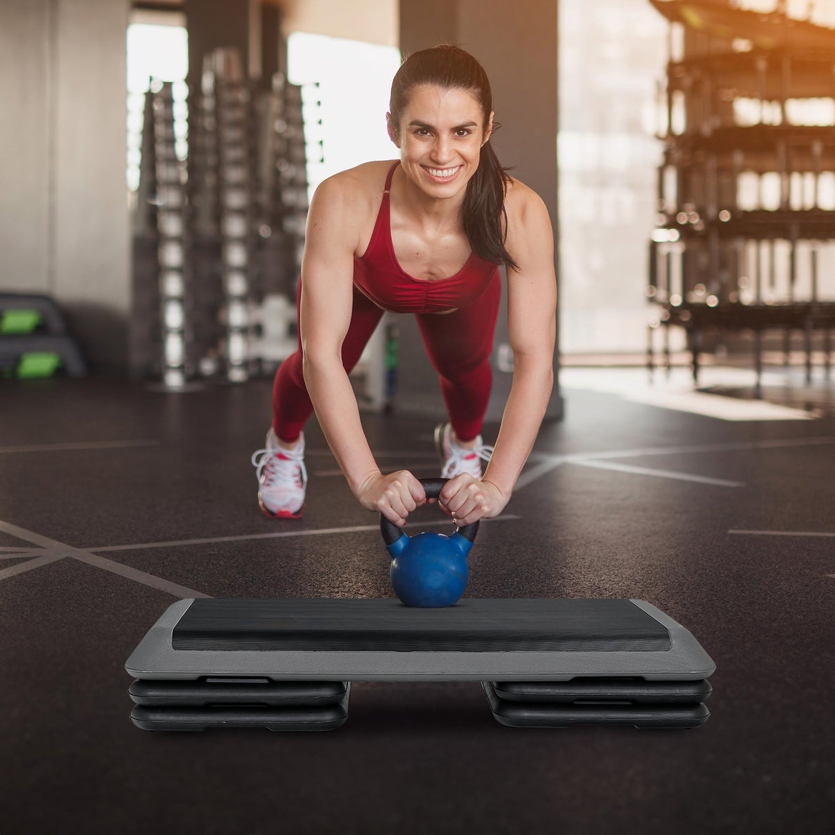 43" Adjustable Aerobic Exercise Step Platform with 4 Removable Risers Y544
