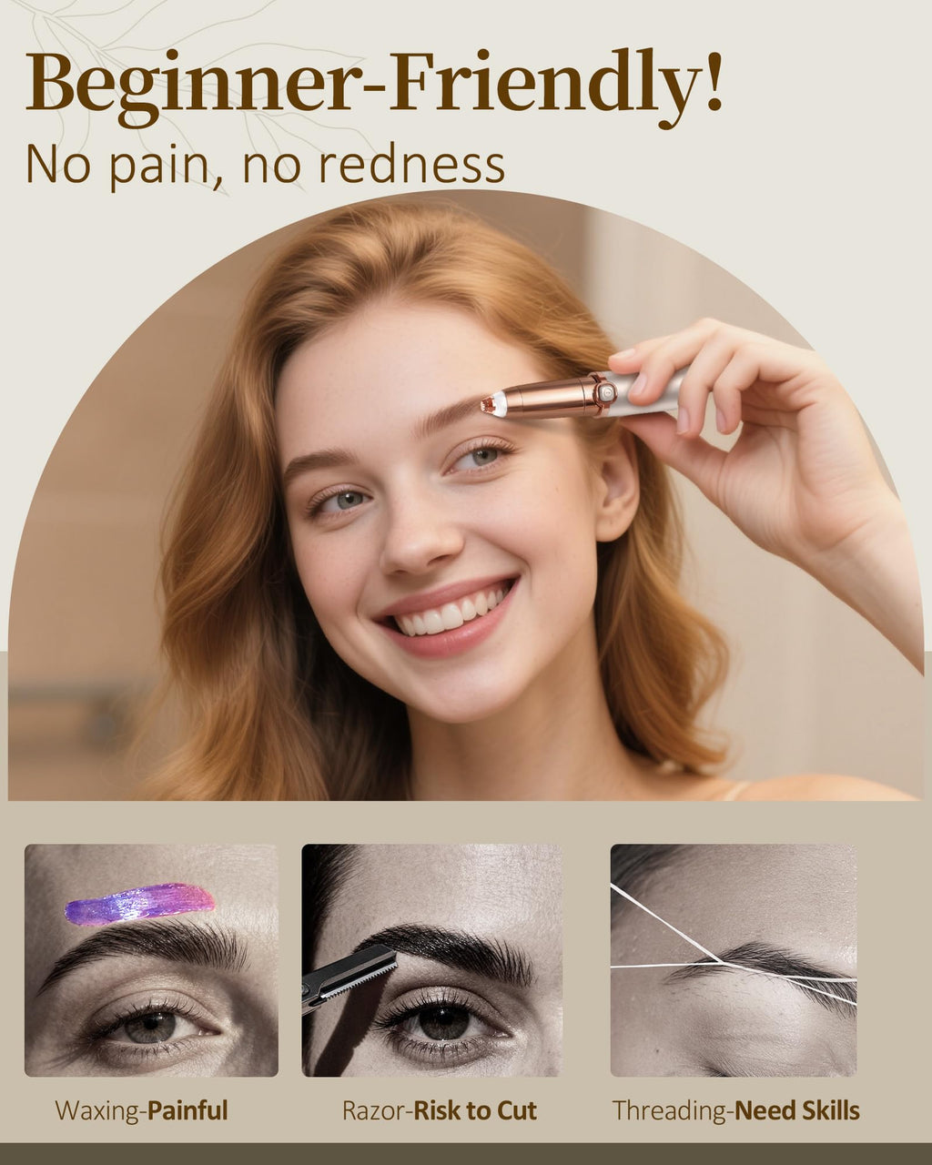 Rechargeable Eyebrow Trimmer with 2 Replacement Heads & LED Light X9403