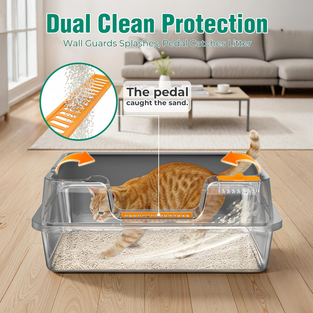 Extra Large Stainless Steel Litter Box with High Sides H466
