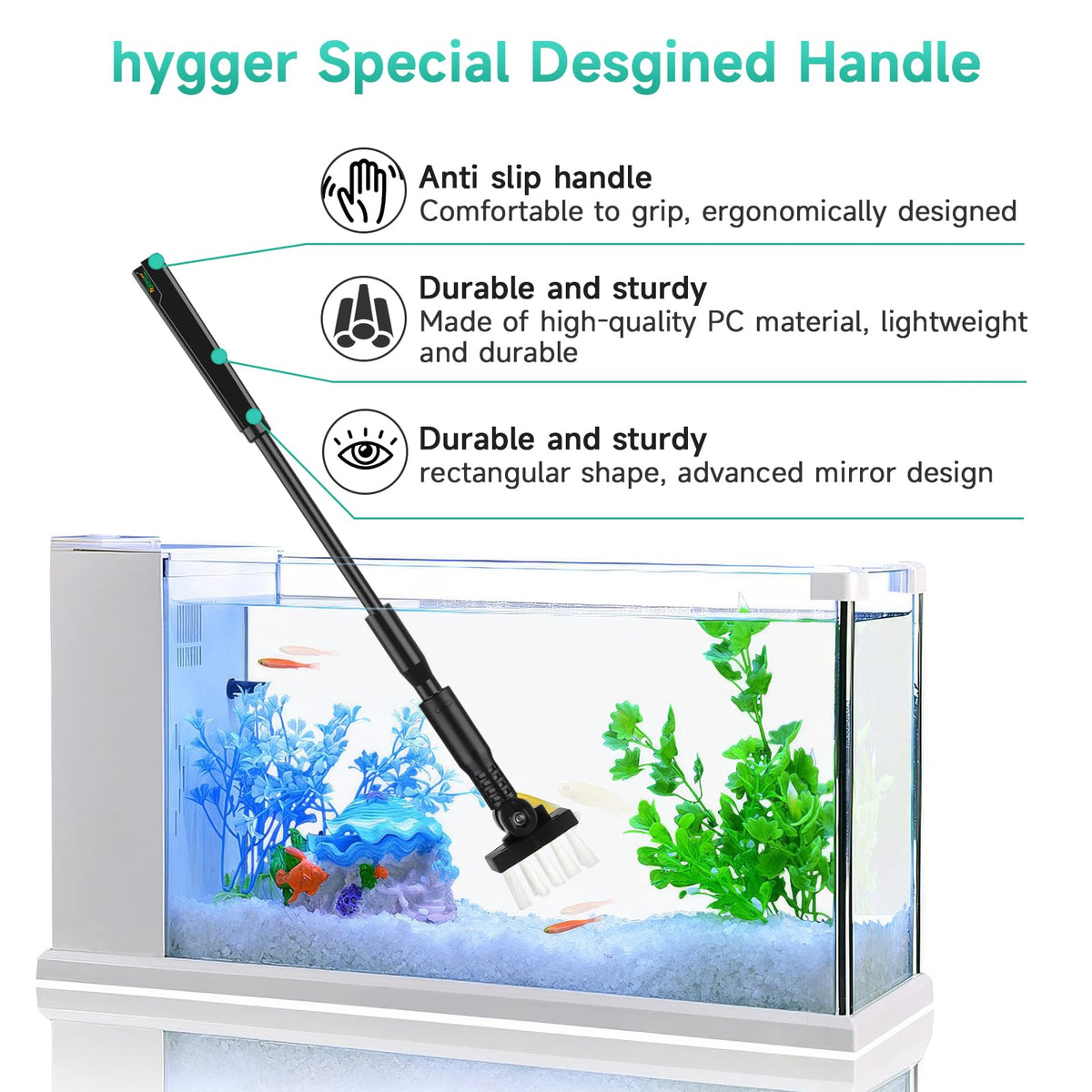 Small 4 in 1 Aquarium Cleaning Tools Kit with Fish Net Algae Scraper Clean Brush Flat Sponge E985135