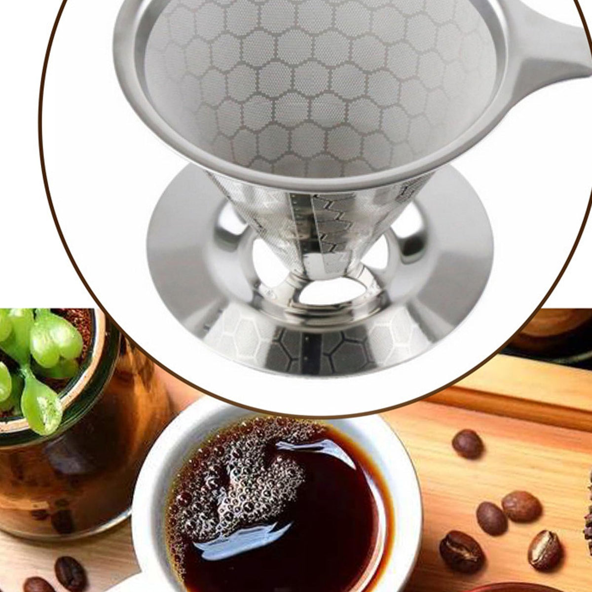 Reusable Stainless Steel Cone Coffee Filter M525326