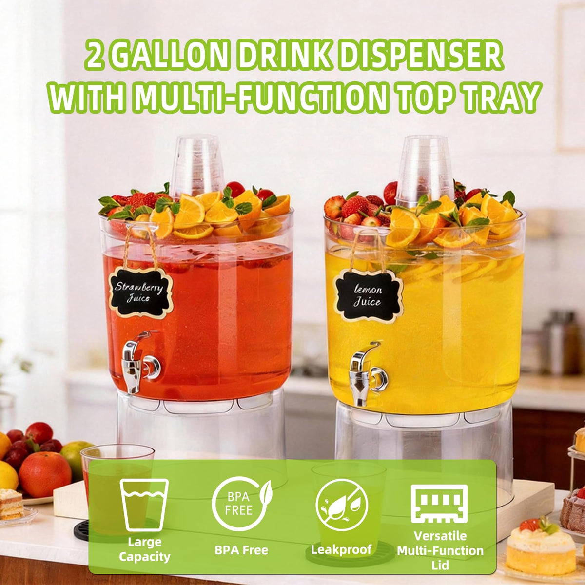 2 Gallon Drink Dispenser with Multi-Function Lid S54055