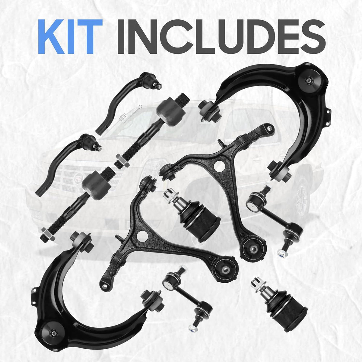 Front Upper and Lower Control Arms with Ball Joint, Outer Tie Rods Sway Bars Suspension Kit 12pc M4281